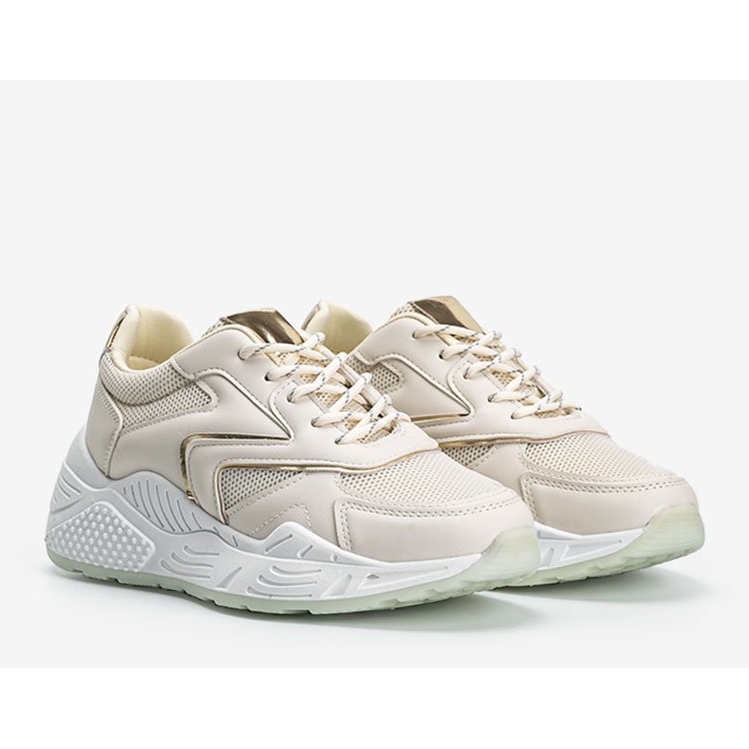 Beige sneakers med en tyk sål med metalliske Kenna -detaljer 1