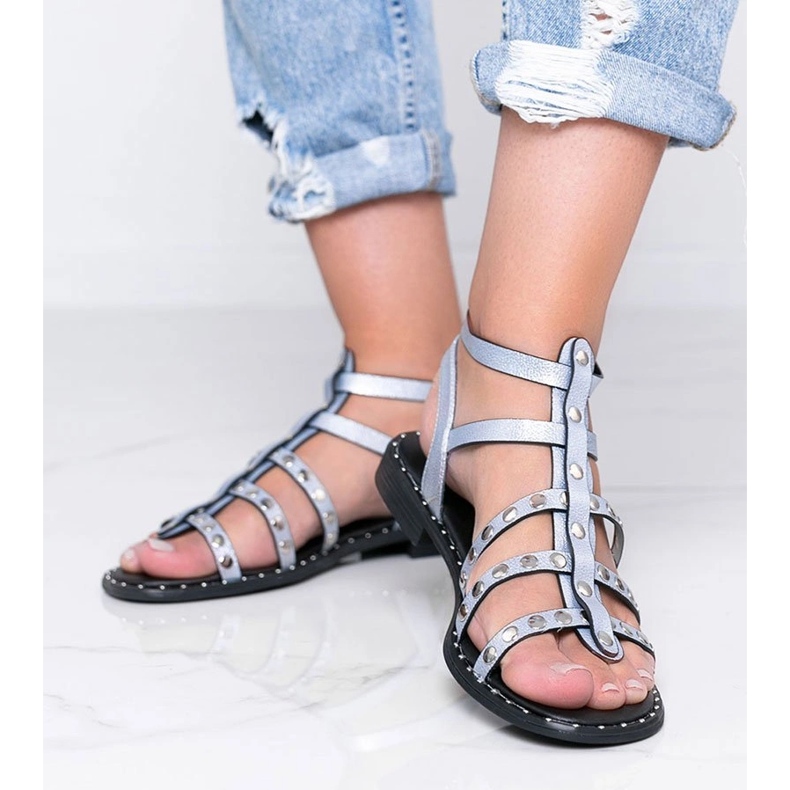 Xana blå metalliske gladiator sandaler 1