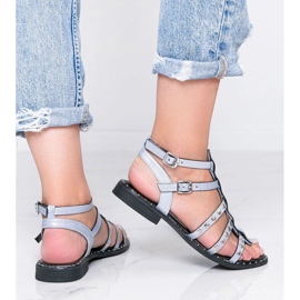 Xana blå metalliske gladiator sandaler 2