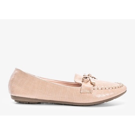 Beige mokasiner i Miriam -krokodillehudmotivet 1