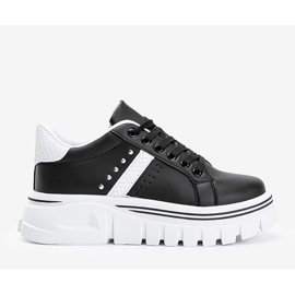 Sorte sneakers med hvide detaljer på en høj Alasana sål 1