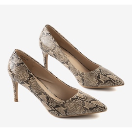BM Brune pumps i Nickle slangeskindsmønster 1