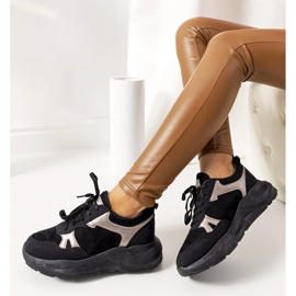Sorte sneakers med gyldne Davis-accenter 1