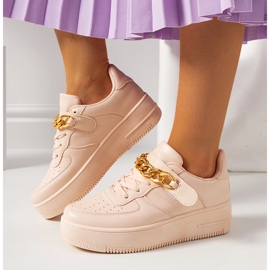 Pink sneakers med Memphis-kæde beige 1