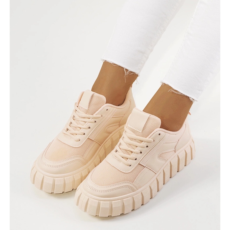 Pink sneakers på høj Morico-sål lyserød 1