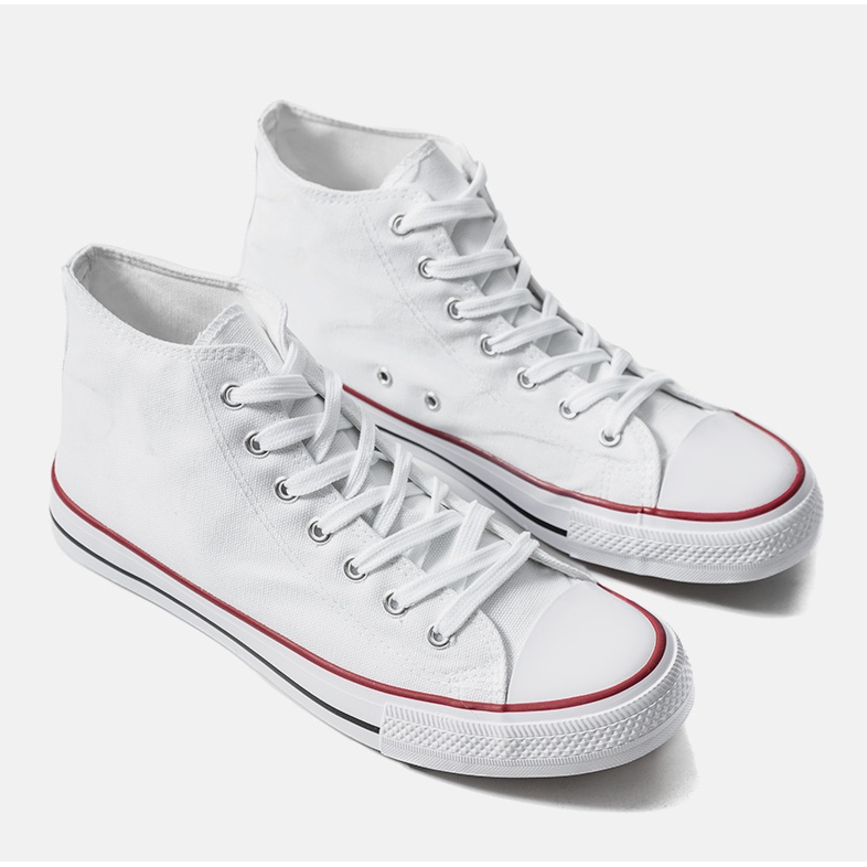 Rood hvide ankel sneakers 1