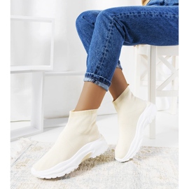 Beige high-top sneakers 1