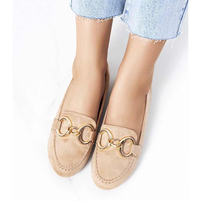 Beige loafers med et Castor spænde 1