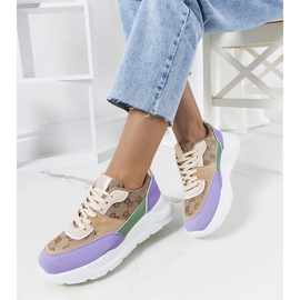 Elyne kvinders beige og lilla sneakers 1