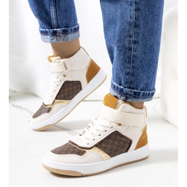 Beige ankelhøje sneakers fra Emmers hvid brun gylden gul 1