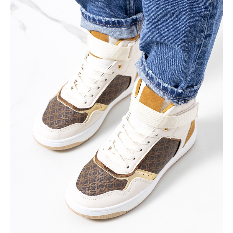 Beige ankelhøje sneakers fra Emmers hvid brun gylden gul 2