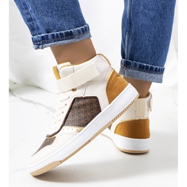 Beige ankelhøje sneakers fra Emmers hvid brun gylden gul 4