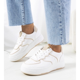 Hvide og beige Bieke sneakers til kvinder 1
