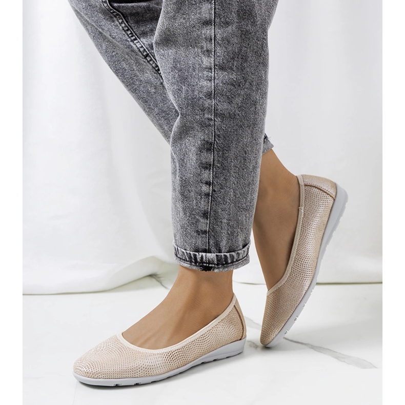 Elmas ballerinaer i beige læder 1