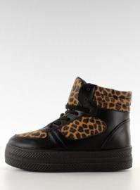 Sneakers dobbelt sål LBS1231 sort-leopa 1