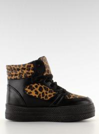 Sneakers dobbelt sål LBS1231 sort-leopa 2