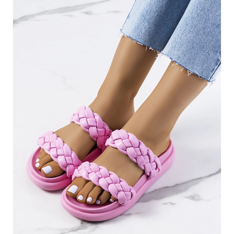 Pink Angas hjemmesko lyserød 1
