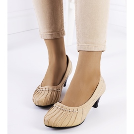 Beige pumps med rynke Santro 1