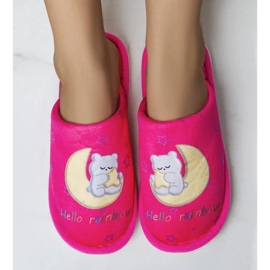 Rainbow moon neon pink bløde hjemmesko lyserød 1