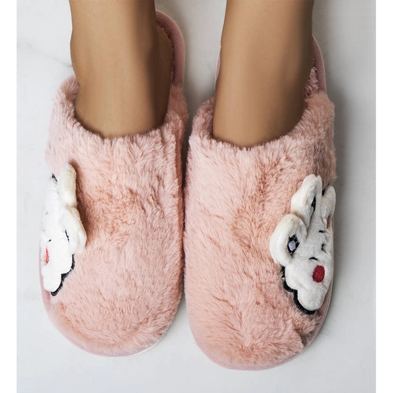 Lyserøde bløde Half Bunny hjemmesko 1