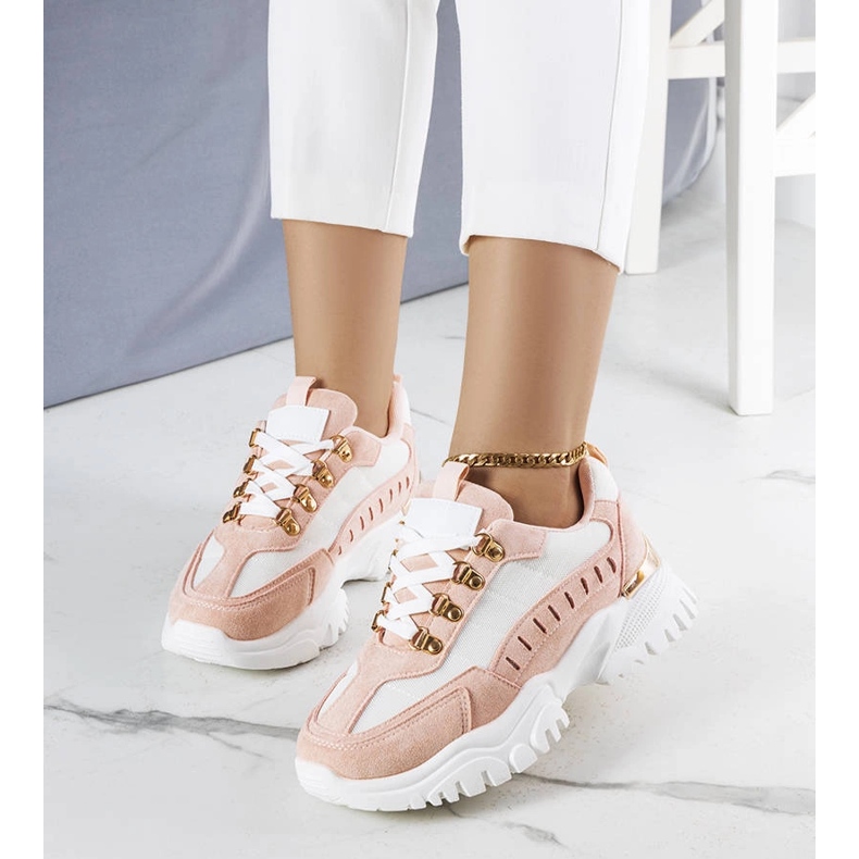 Mindy hvide og lyserøde sneakers 1