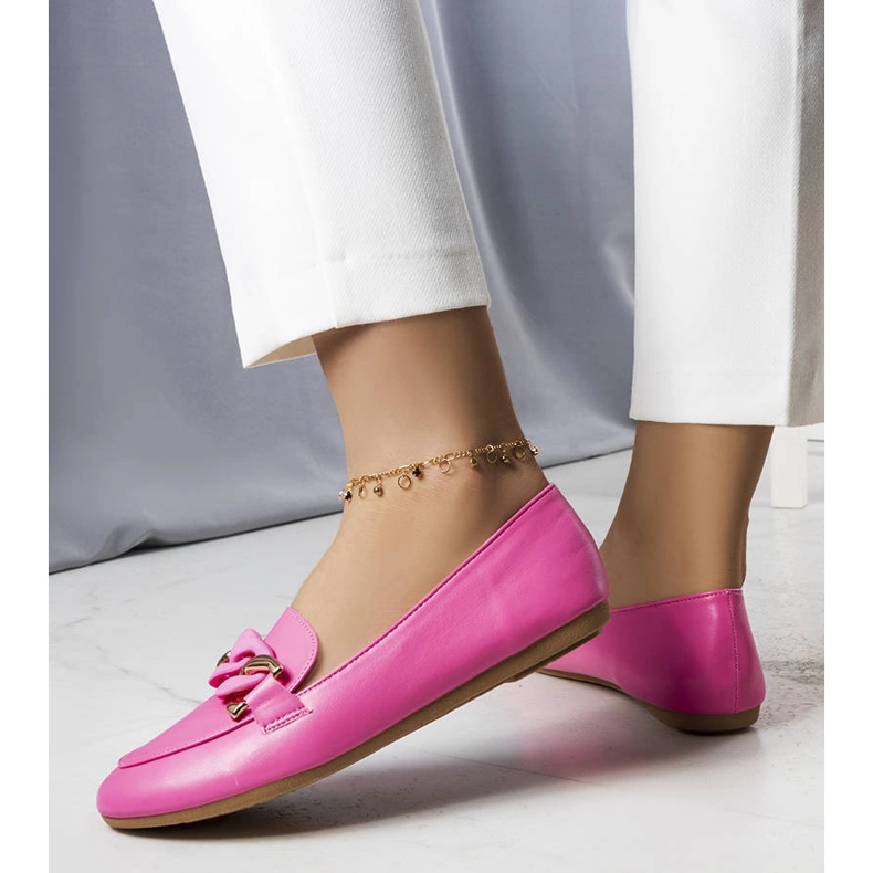 Mamie pink loafers med kæde lyserød 1