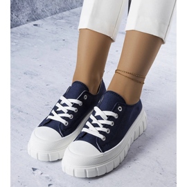 Marineblå platform sneakers fra Bellemare 1
