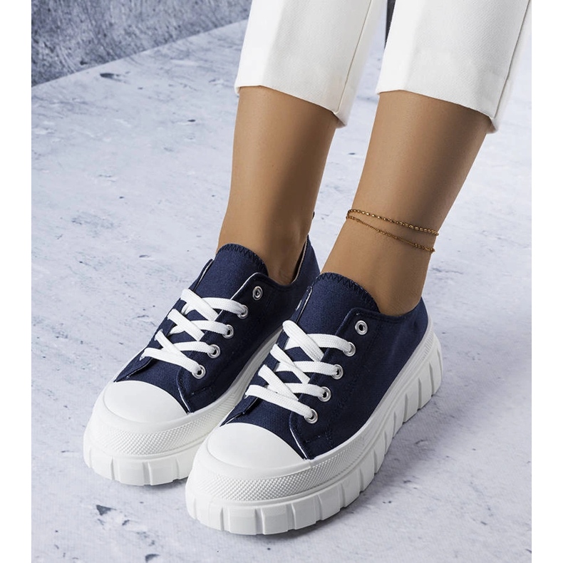Marineblå platform sneakers fra Bellemare 1