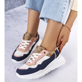 Marineblå sneakers med guldindlæg fra Lebrun hvid 1