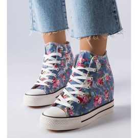BM Blå blomstrede wedge sneakers fra Fouquet 1