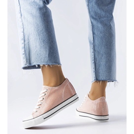 Crete pink glitter wedge sneakers lyserød 1