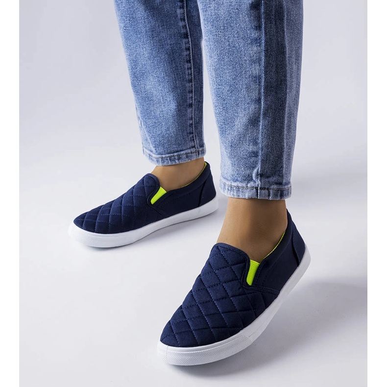 Marineblå quiltede slip-on sneakers fra Gregory 1