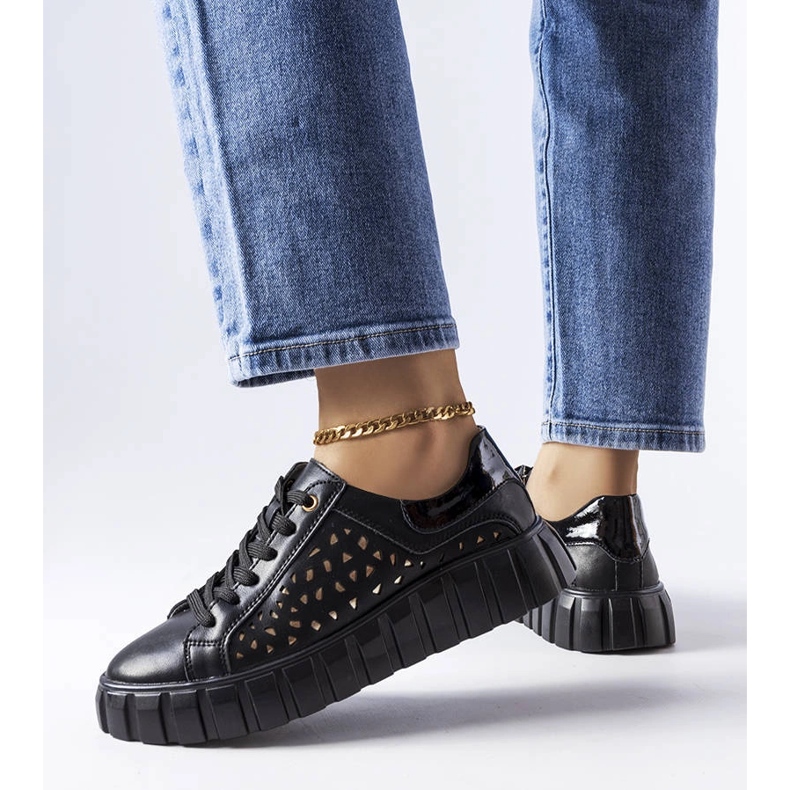 Sorte sneakers med guld Patch-indlæg 1