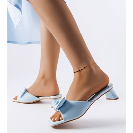 Egeblå sandaler med hæl med sløjfe 1