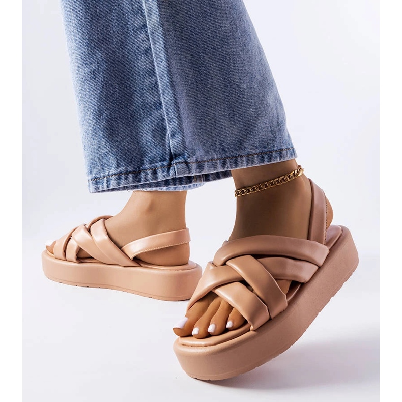 Lysebrune Horseshoe platform sandaler 1