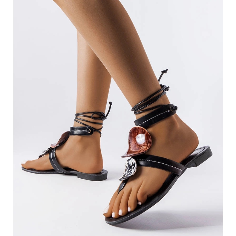 Moines sorte dekorative sandaler 1