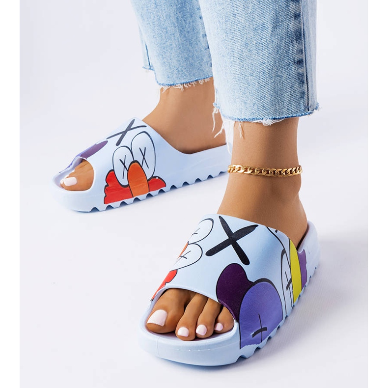 BM Blå flip flops med print 1