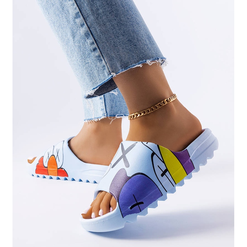 BM Blå flip flops med print 2