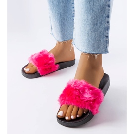 Pink hjemmesko med pels fra Genevre lyserød 1