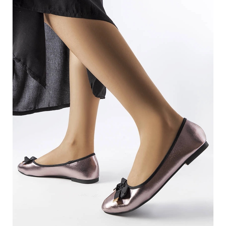 Sølv metallic ballerinaer med Boro sløjfe 1