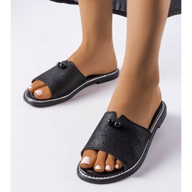 Sorte metalliske sandaler med perler fra Frederi 1