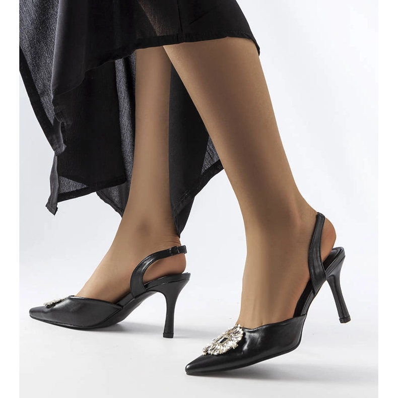 Moïse sorte pumps med rhinsten 1