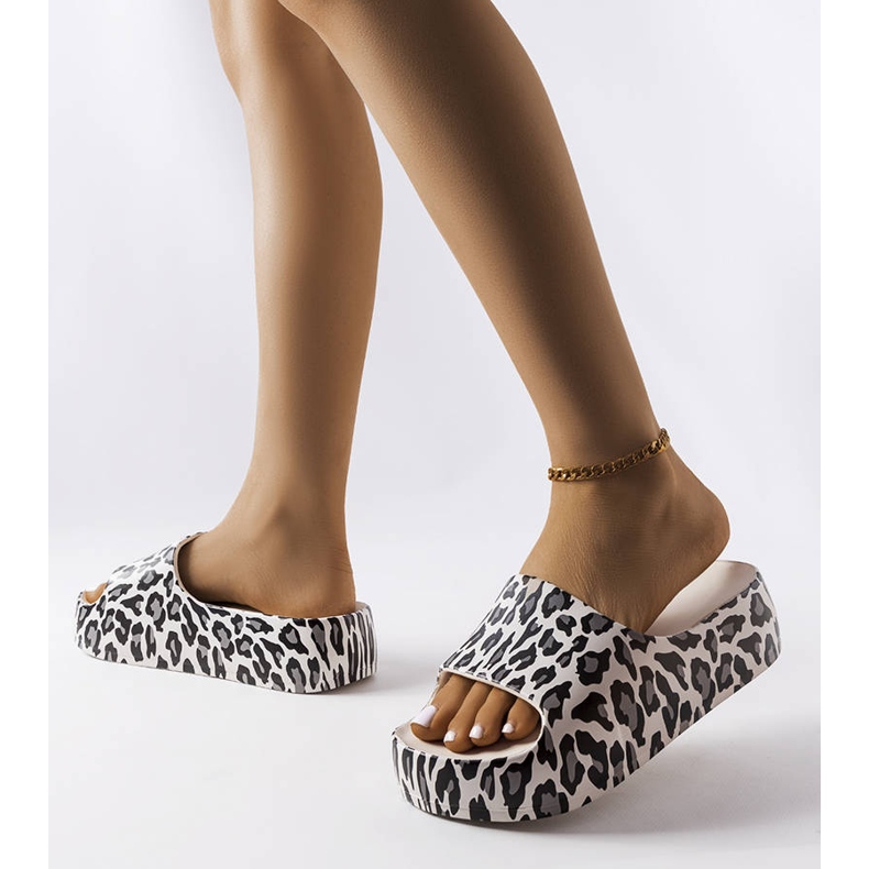 Hvide leopard platform hjemmesko fra Galena 2