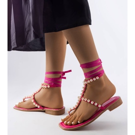 Pink sandaler med gråstensperler lyserød 1