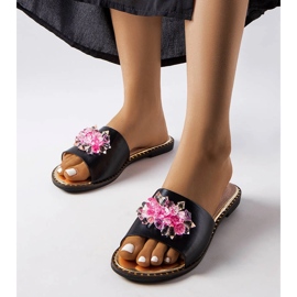 Goodin Sorte flip-flops med krystaller 1