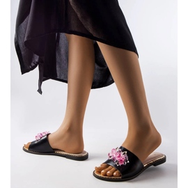 Goodin Sorte flip-flops med krystaller 2