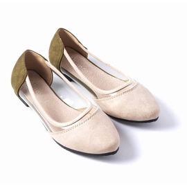 Kortes beige ruskindsballerinaer til børn 1
