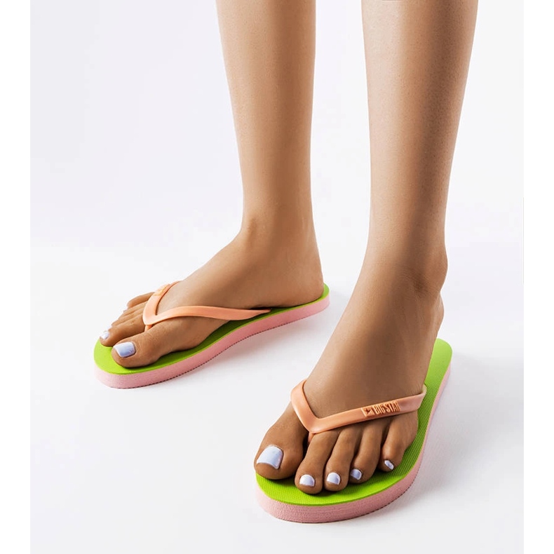 Grønne og lyserøde flip-flops Big Star FF274A330 1