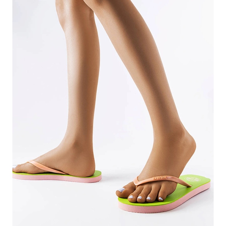 Grønne og lyserøde flip-flops Big Star FF274A330 2