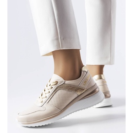 Beige gennembrudt lædersko Trás 1